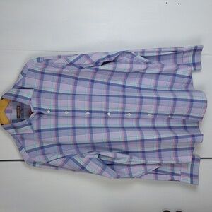 Peter Millar Southern comfort Purple/Pink Plaid Dress Shirt Preppy Office Sz.L